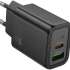 Сетевое зарядное устройство Hoco Gentle PD30W+QC3.0,  USB + USB type-C,  30Вт,  3A,  черный [44358]